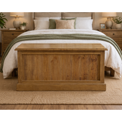 AUGUSTUS SOLID PINE OTTOMAN STORAGE BOX IN KENILWORTH POLISHED
