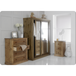 COMMODUS SLIDER SOLID PINE DOUBLE MIRRORED 3 PIECE SET