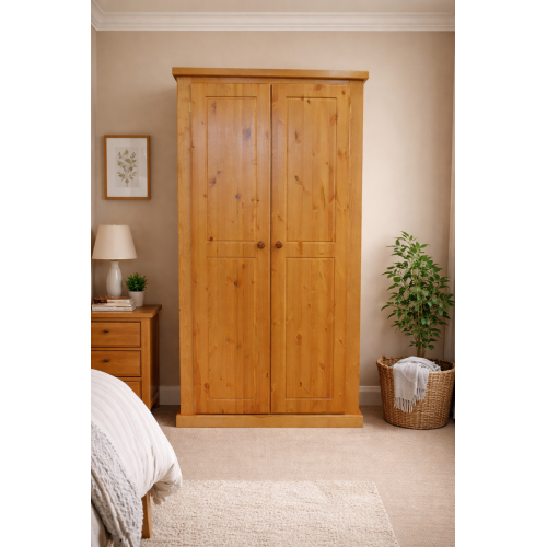 NUMERIAN SOLID PINE FULL HANGING LADIES SHELVED WARDROBE